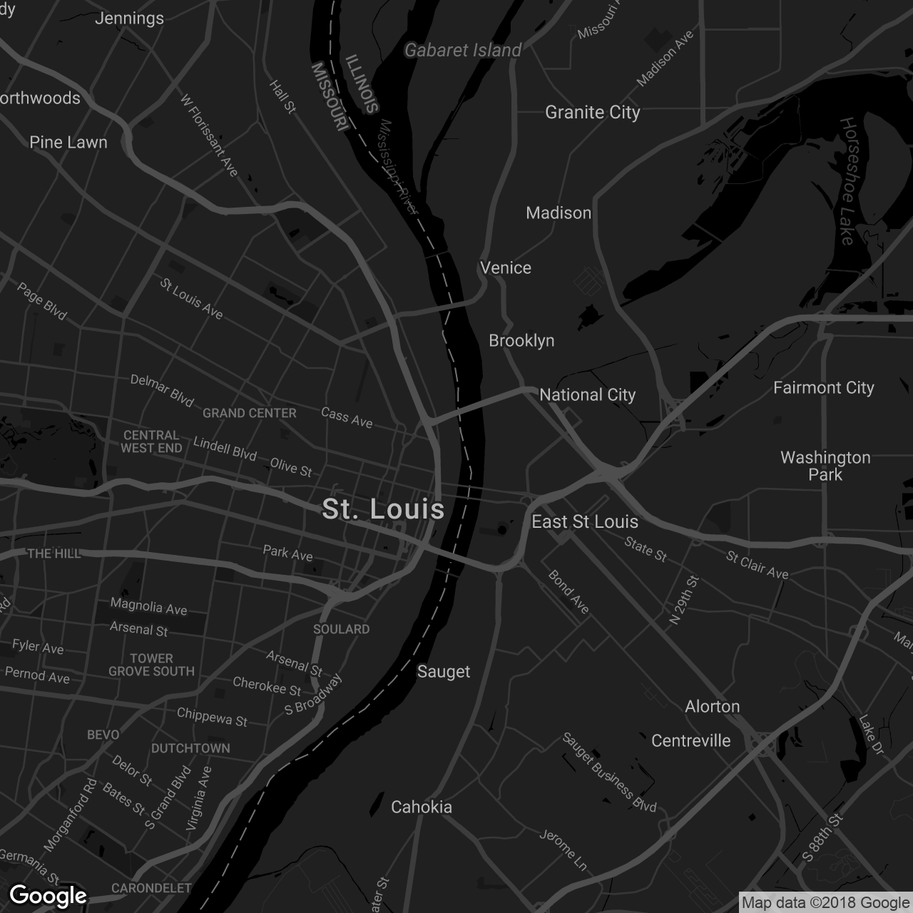 St. Louis Riverfront Trail - map