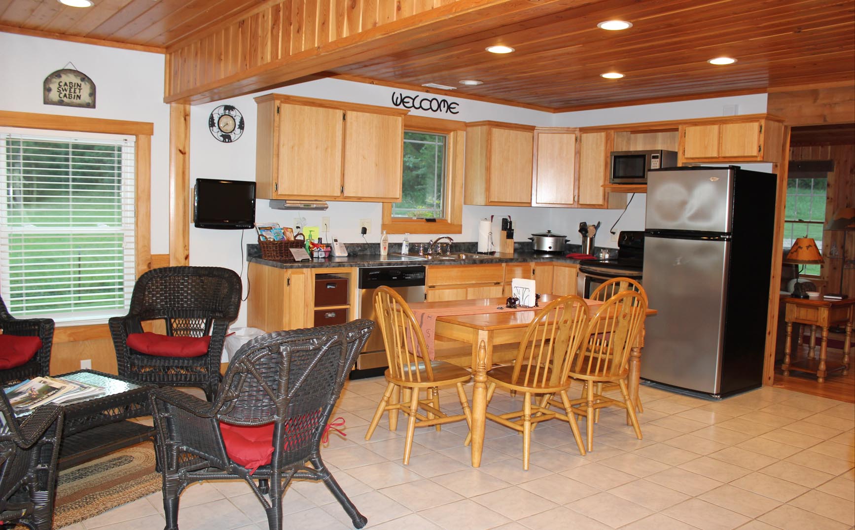 The fully stocked kitchen is the perfect place to gather, prepare, and enjoy your meals.