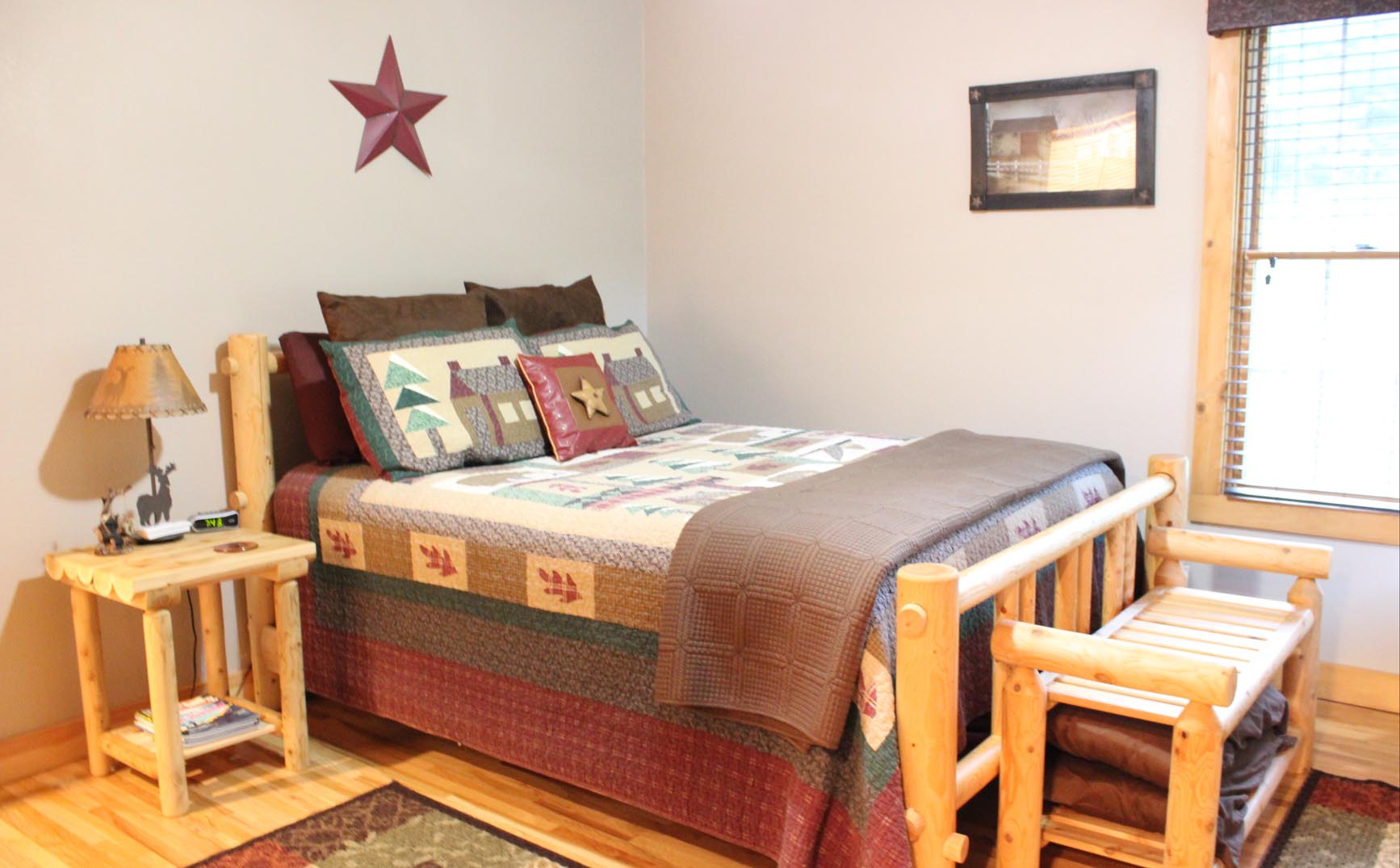 The master bedroom, which has an attached full bath and private study.