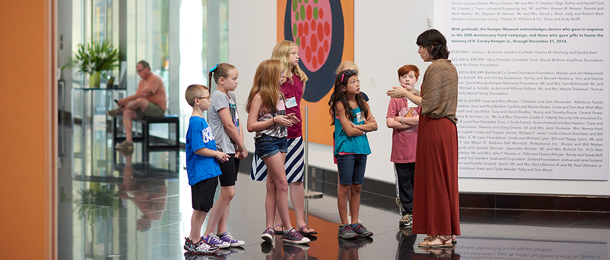 Preschool through university educators may schedule free school tours, including funds to cover transportation costs to and from Kemper Museum.