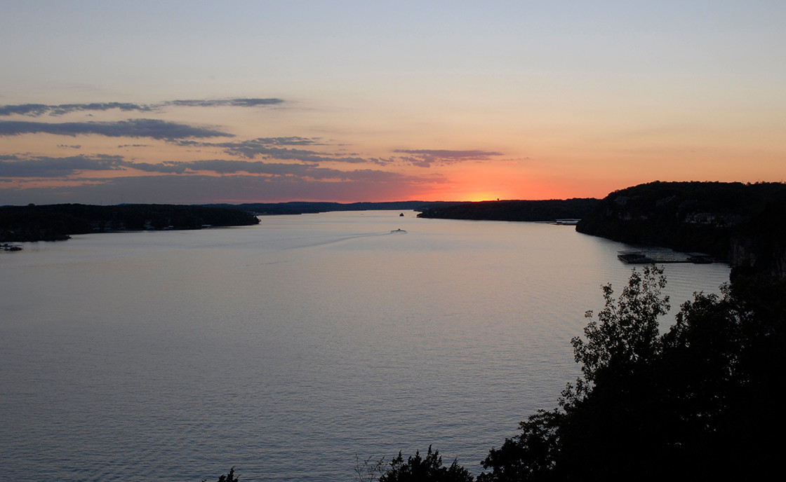 Lake of the Ozarks sunset view from Baxter's Lakeside Grille