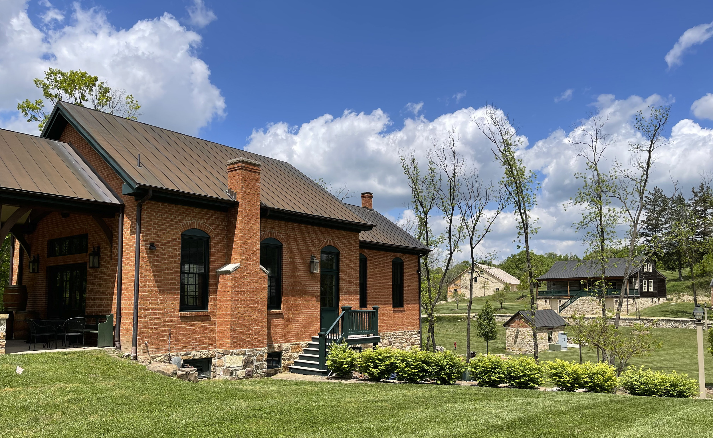 The distillery is located on Hermann Farm Museum's grounds, and tastings are offered as part of the tours of the farm.
