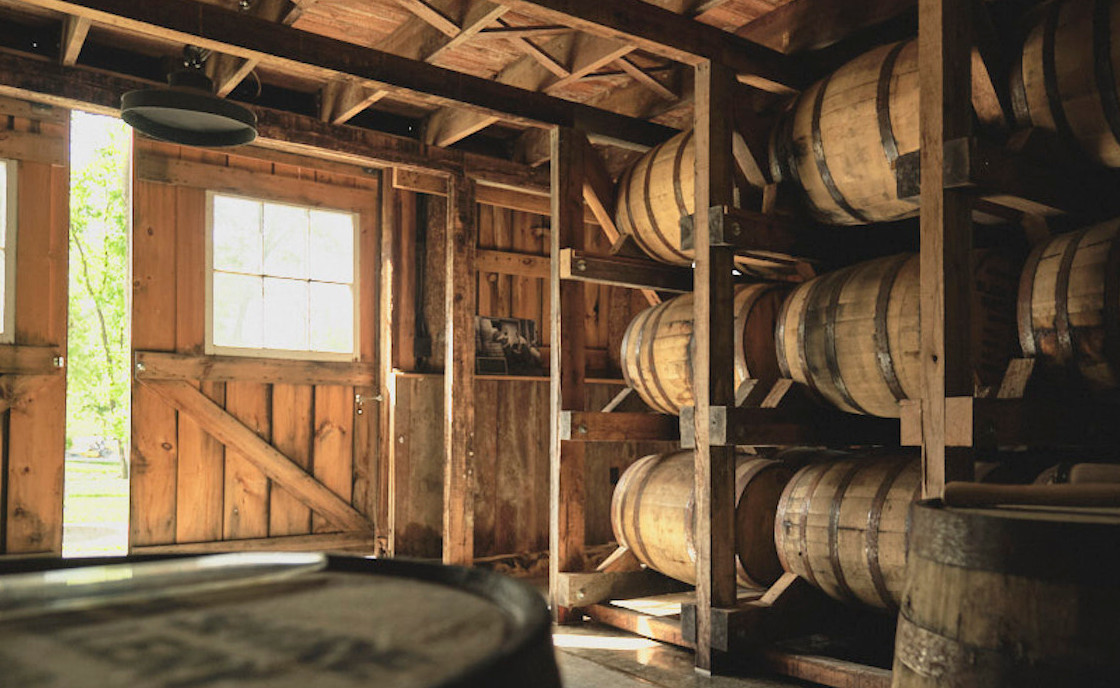 One of the original barns on Hermann Farm serves at our rickhouse, where we age bourbon and rye.