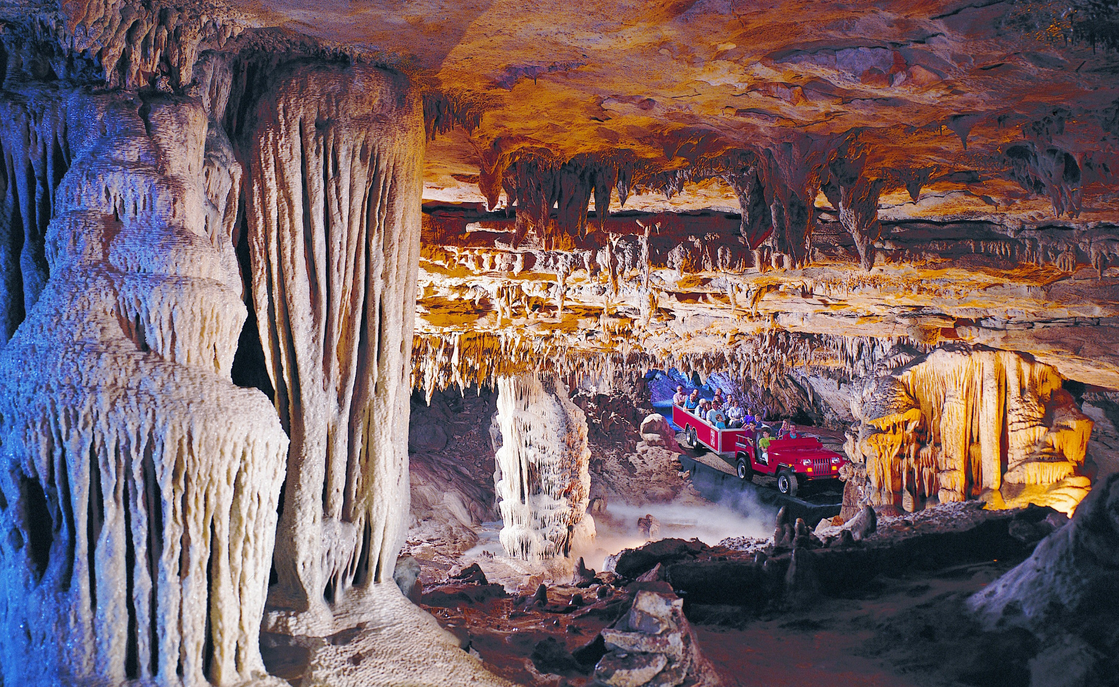 Jeep-drawn tram in our Hall of Giants