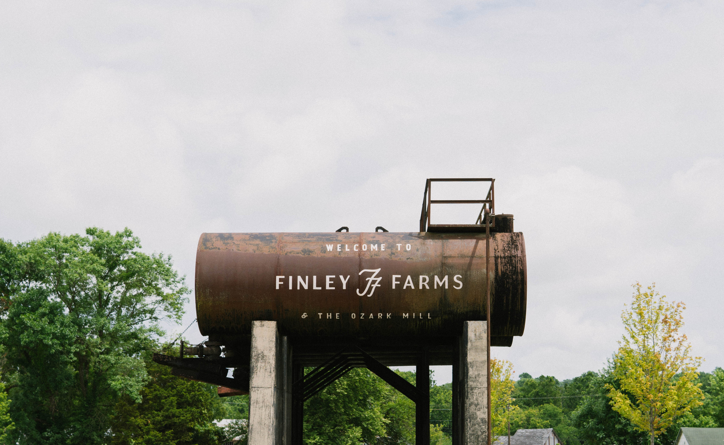 Historic tanks from the 1930s greet visitors as they enter Finley Farms