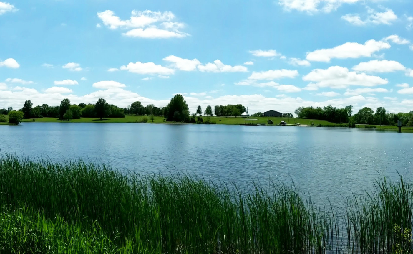 View of lake from walking trail on opposite side of lake from campground