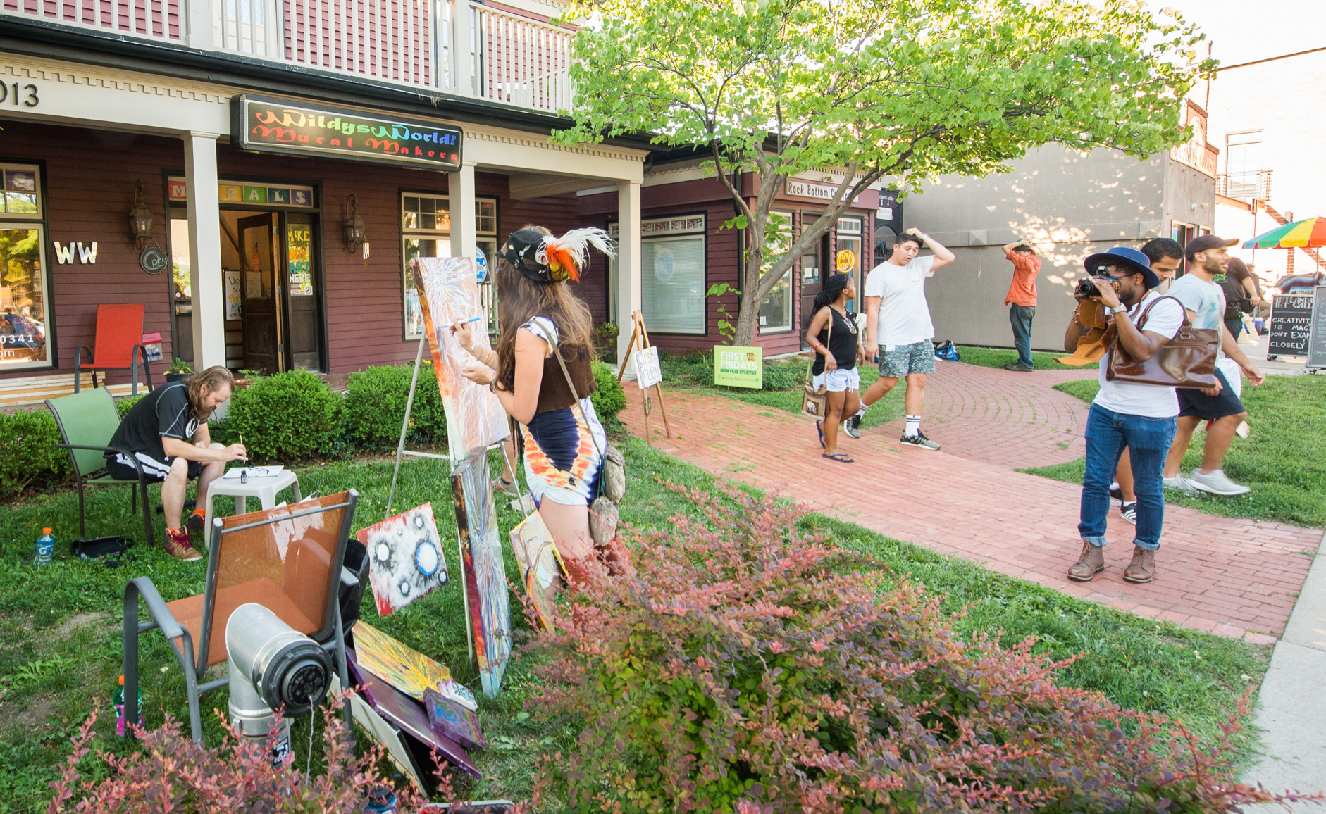 First Friday at the North Village Arts District is a free art crawl that happens the first Friday of every month. There are local artists, exhibits from all over, bubble-blowers, fire-dancers, live music, tons of art, and refreshments at every stop!