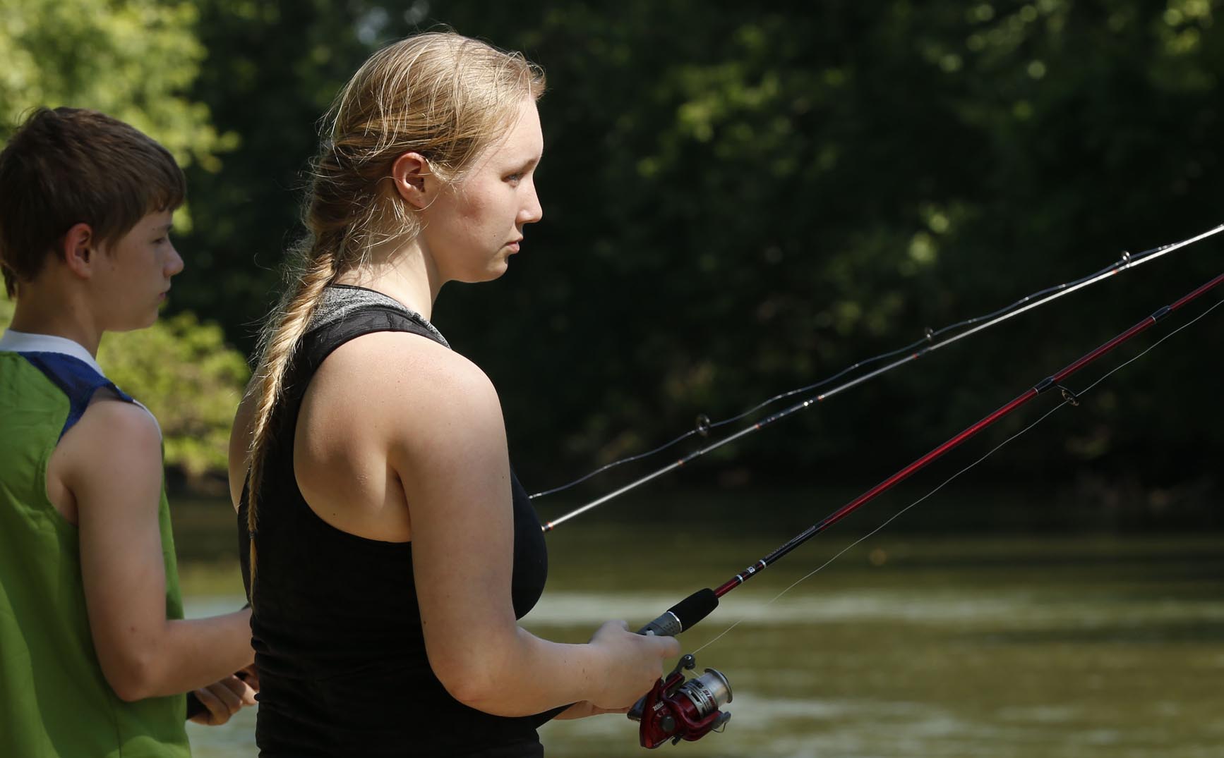 Fishing along the Roubidoux River, Waynesville