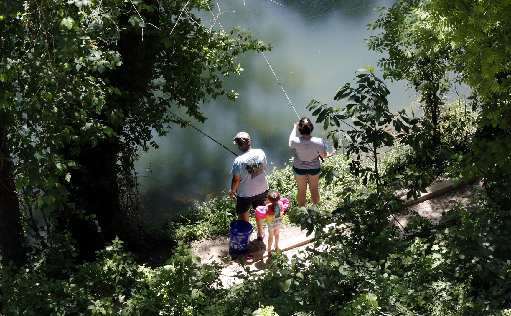 Fishing along the Waynesville Walking Trail