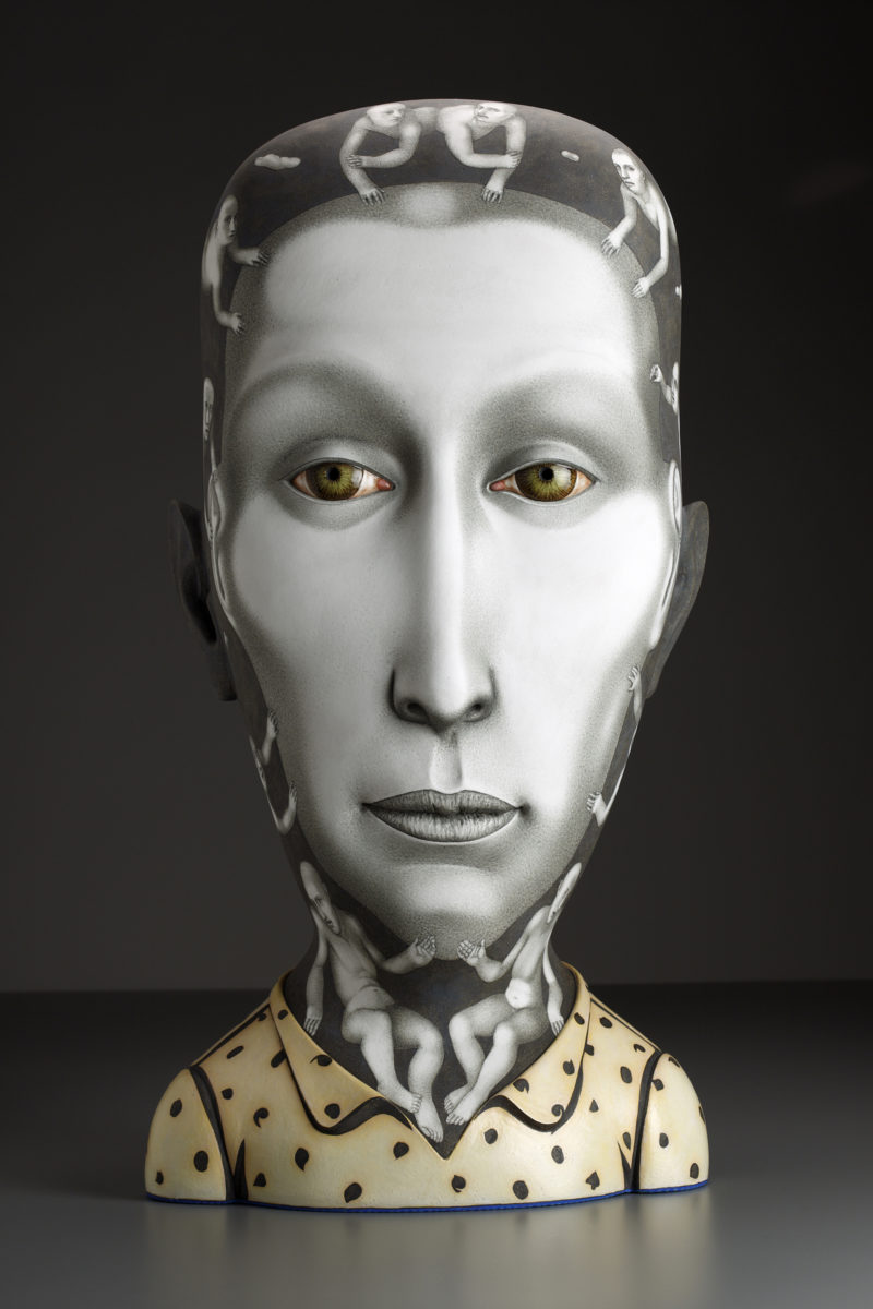 Sergei Isupov, "Invisible Man," 2009; stoneware, stain, and glaze; 34 x 17 x 13 in. Collection Daum Museum of Contemporary Art, gift of Dr. Harold F. Daum.