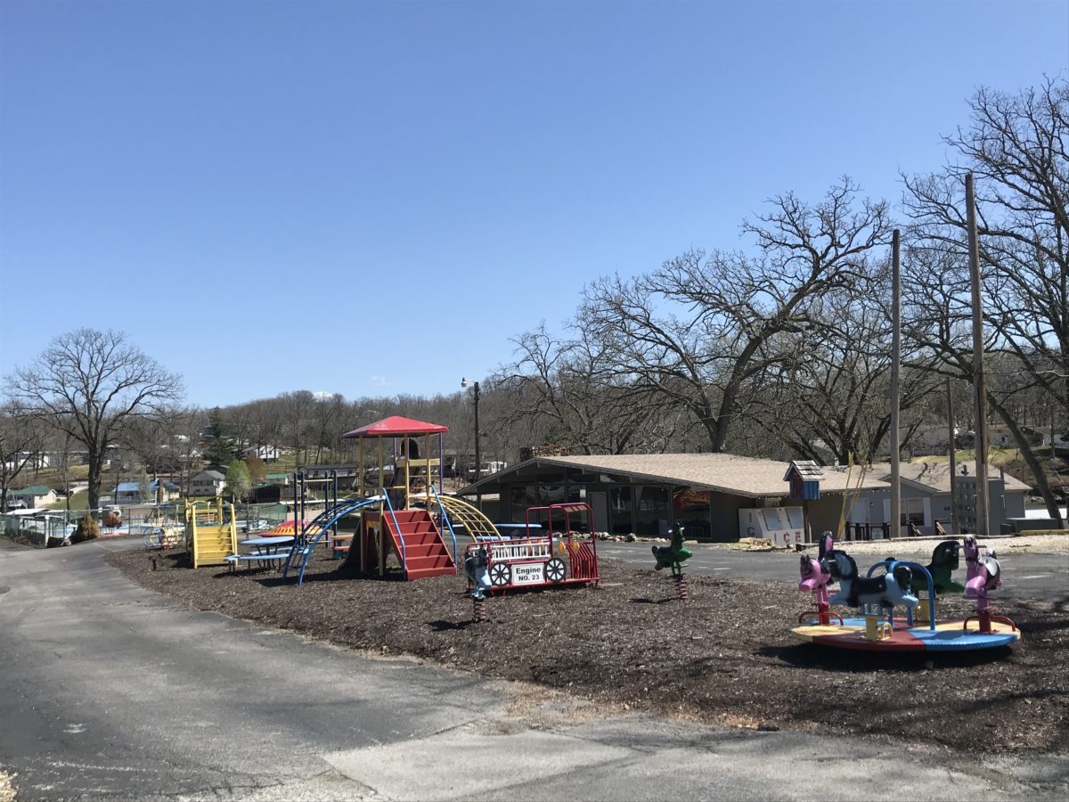 Outdoor playground equipment at a resort.