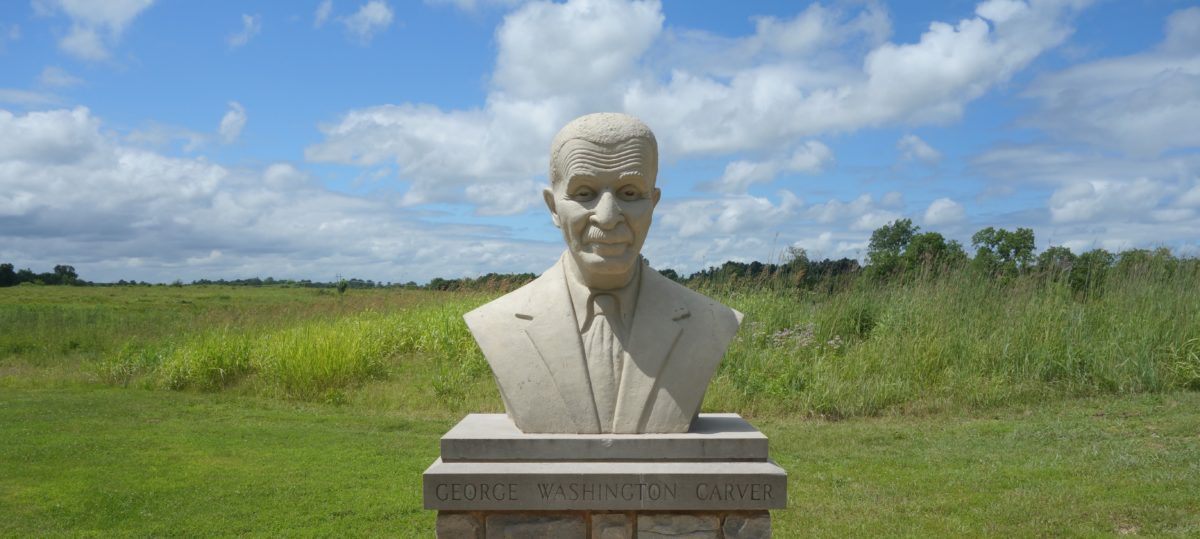 Concrete bust of George Washington Carver