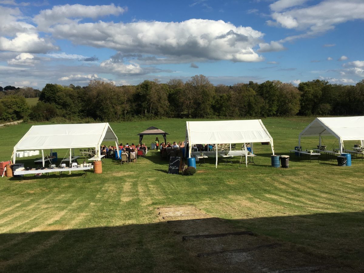 Tents near a special outdoor event.