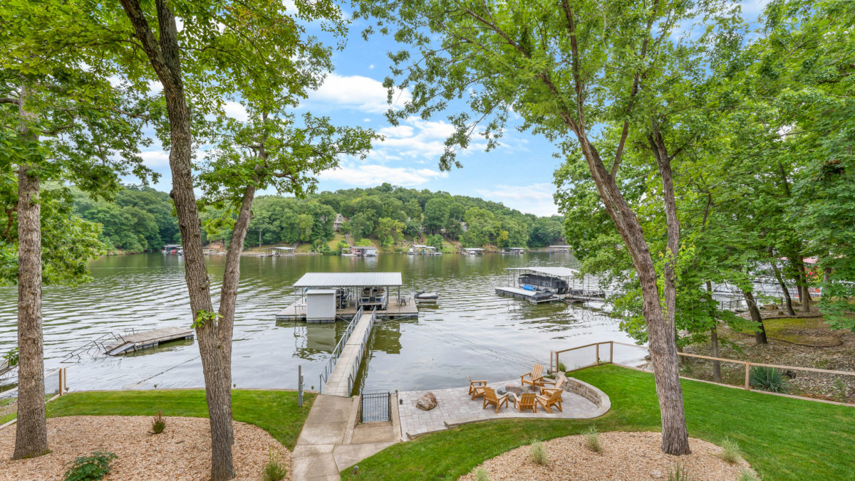 A yard leading out toward a dock.