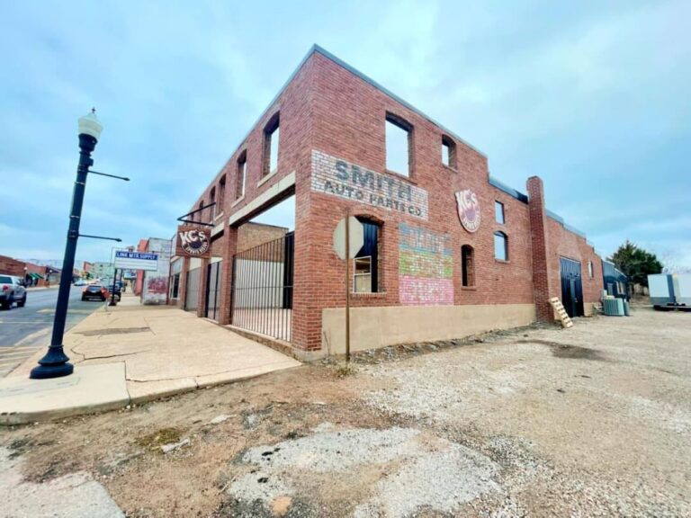 The exterior of a brick building.