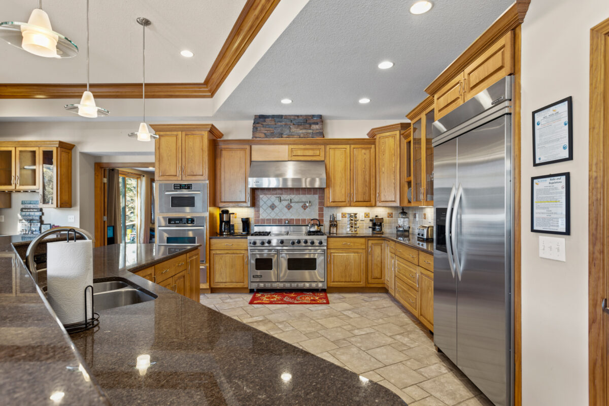 The kitchen of a large vacation home.