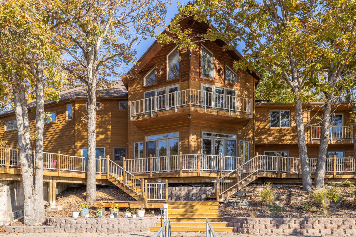 The outside of a large vacation house.