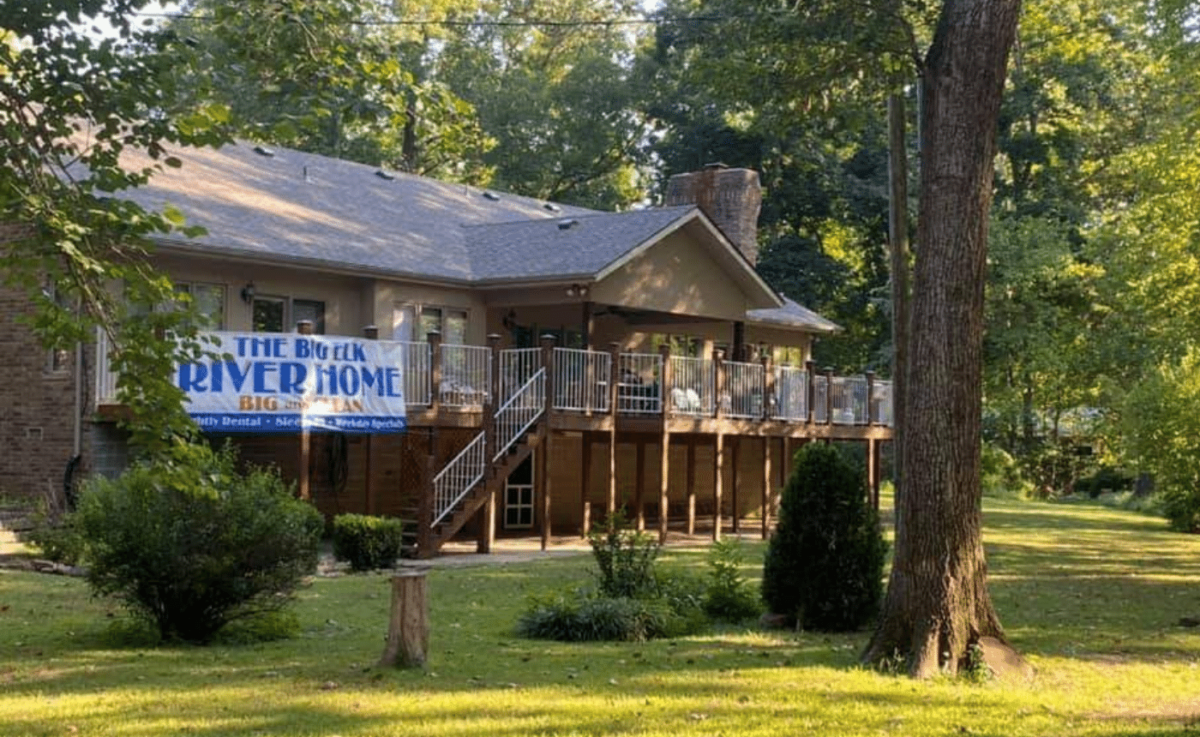 The exterior of a large building.