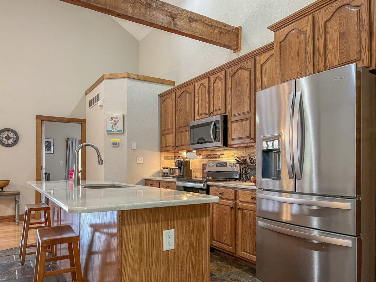 The kitchen of a large vacation home.
