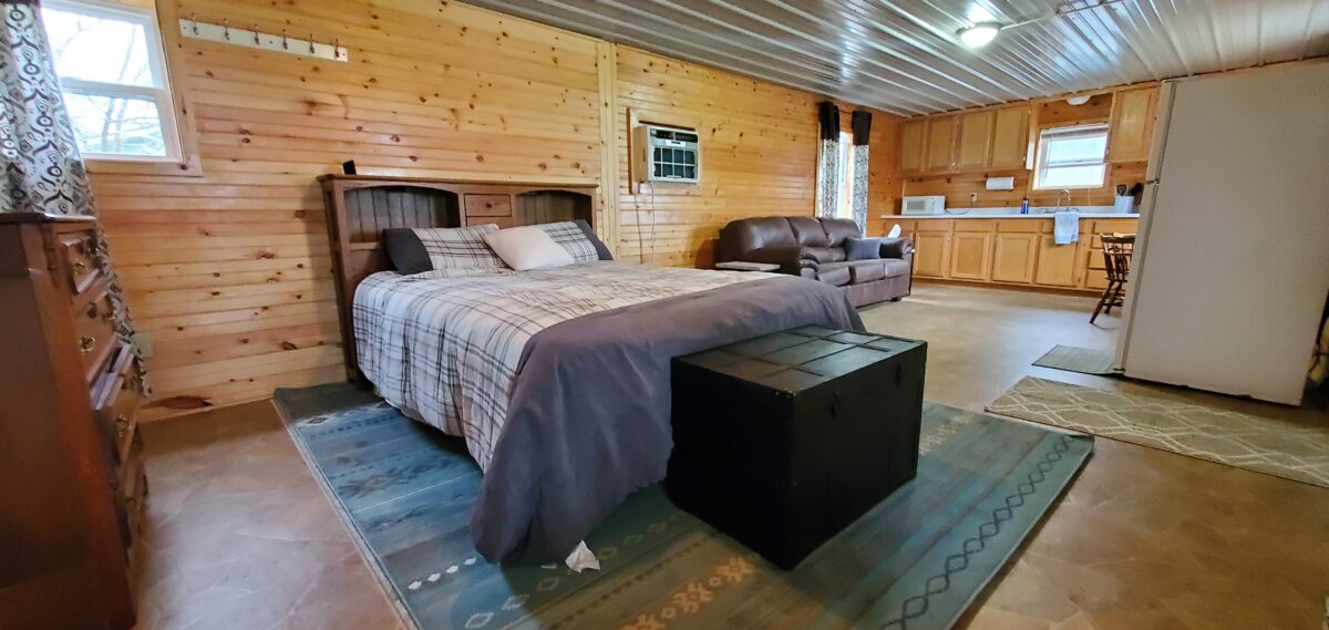 Inside the cabin at Sidetrack RV Park in Wheatland MO
