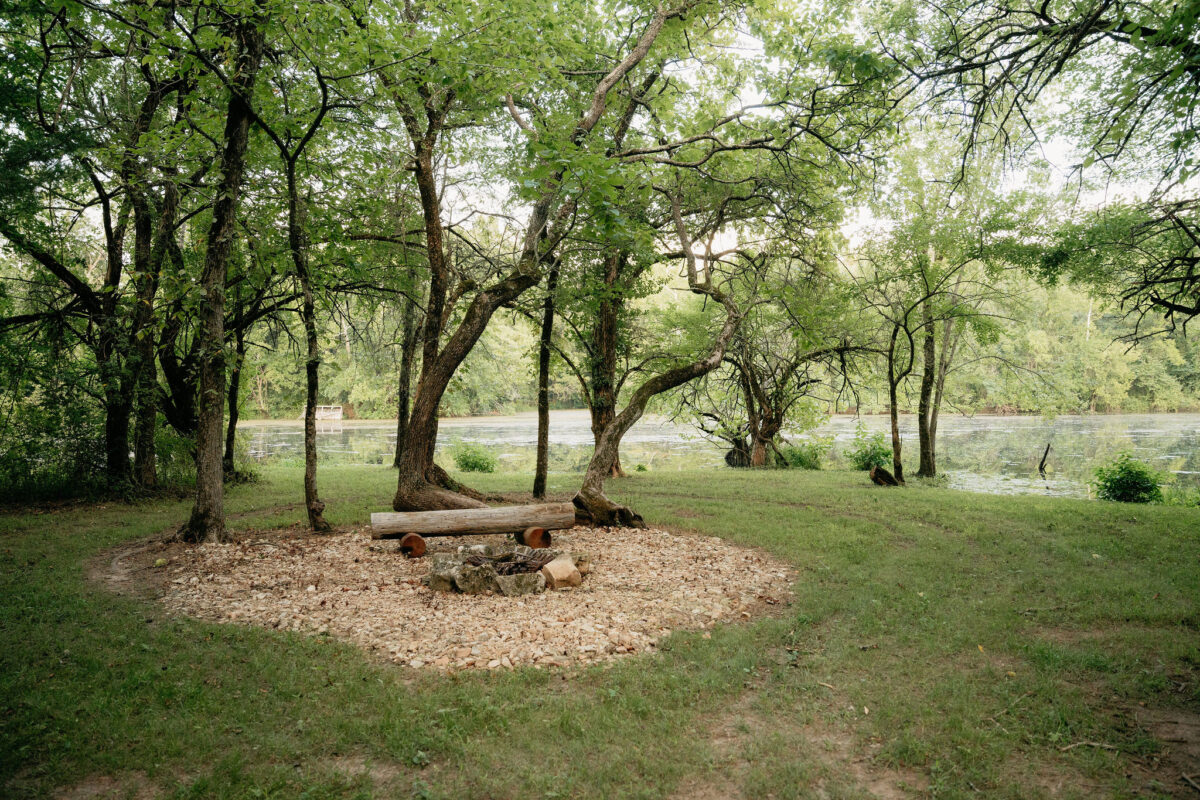 Beautiful waterfront spot at Ozark Mountain glamping resort
