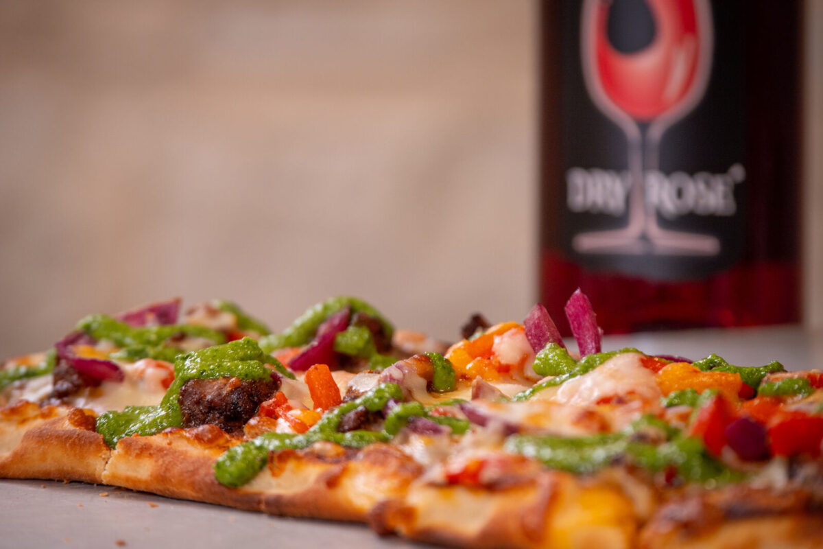 Food and drink on a table.