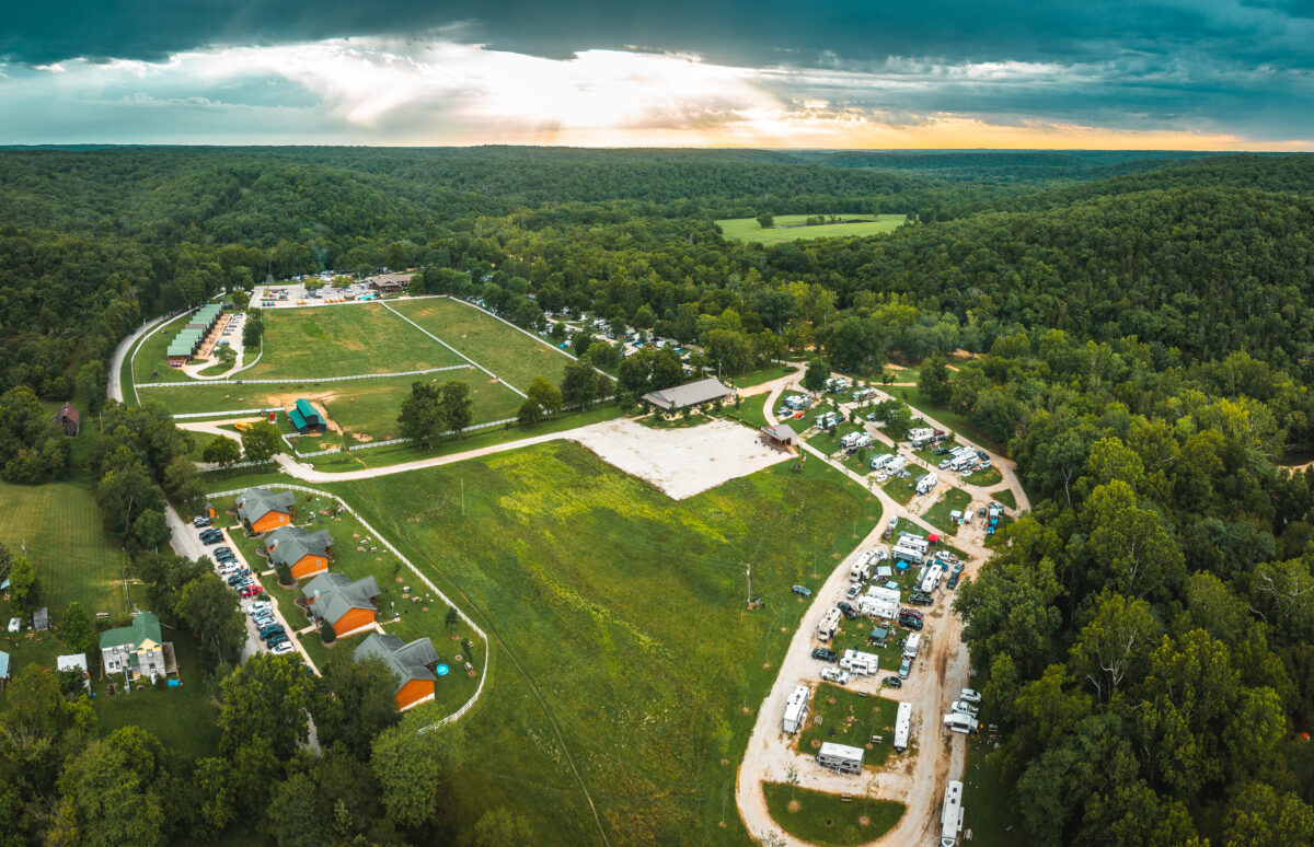 Aerial view of a resort.