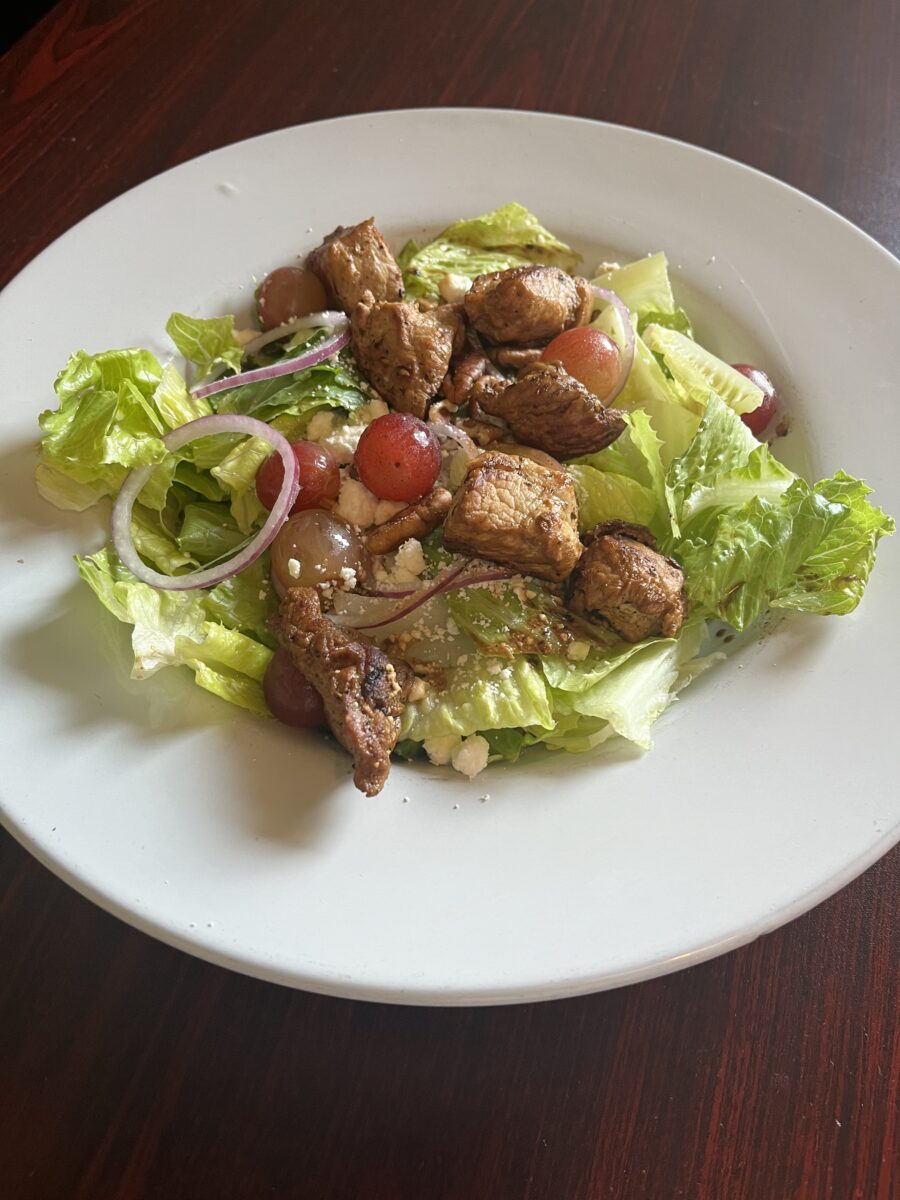 A plated salad.
