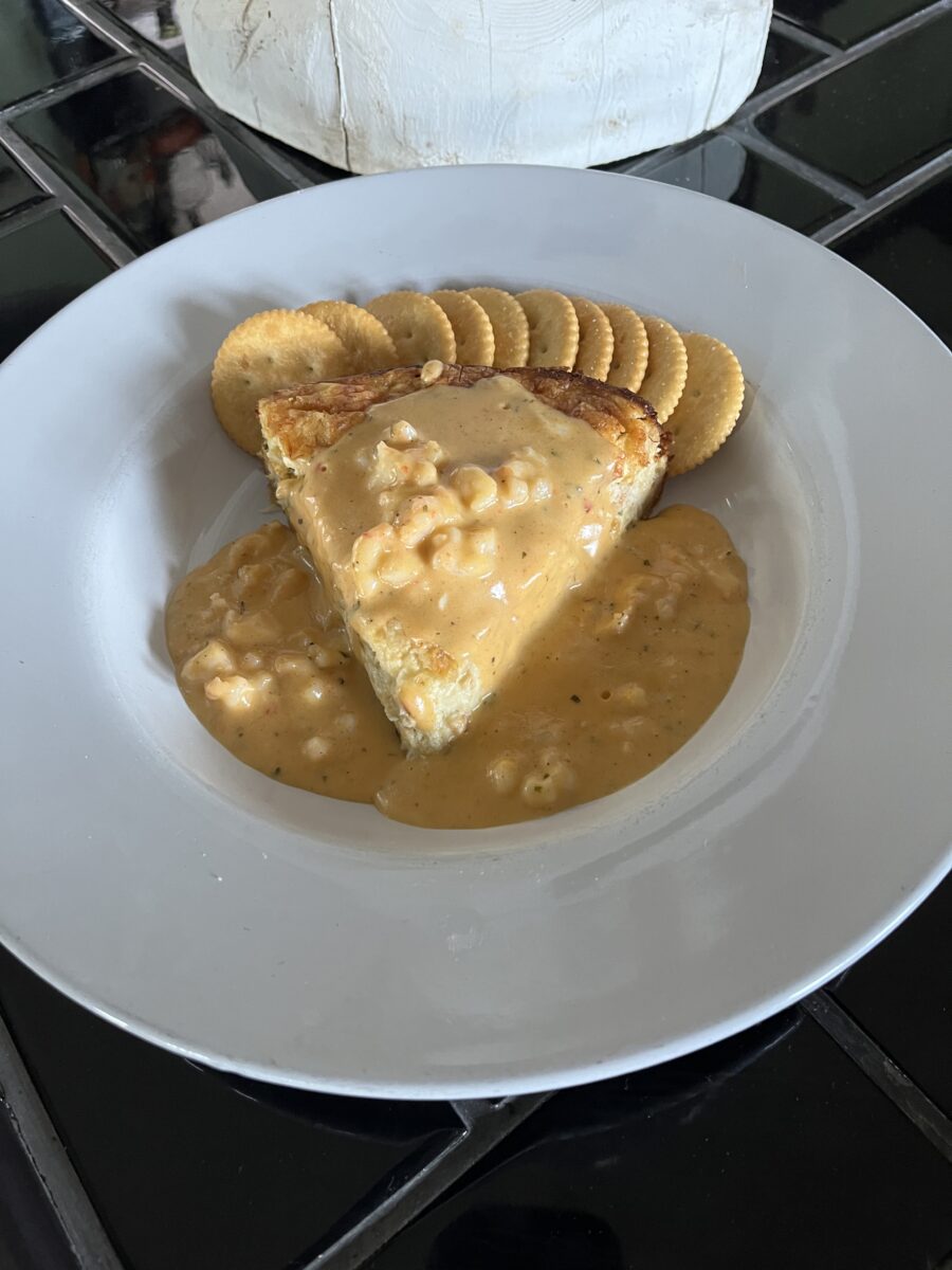 A pie on a plate.