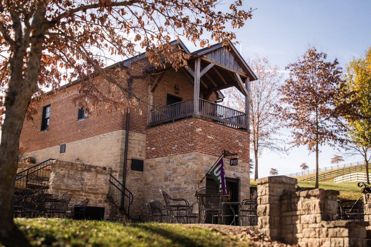 The exterior of a stone building.