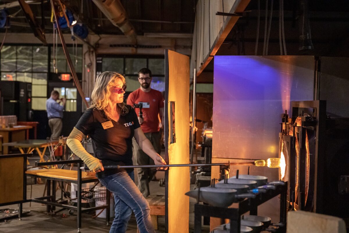 glassblower in the hot shop