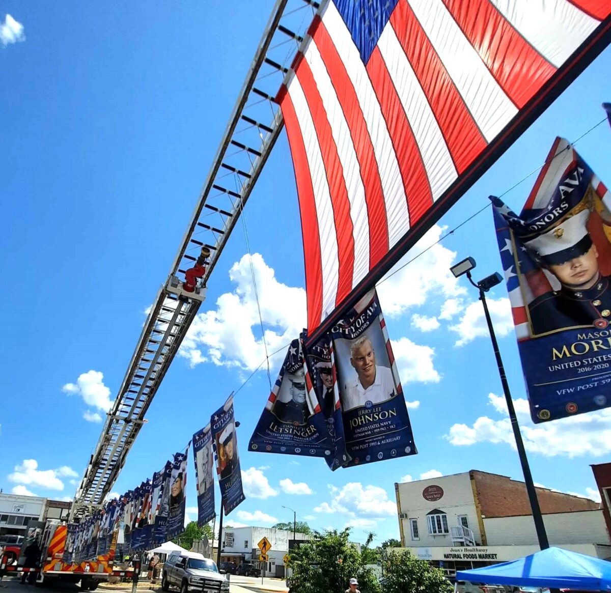 Military Tribute Banners at annual Hometown Heroes event