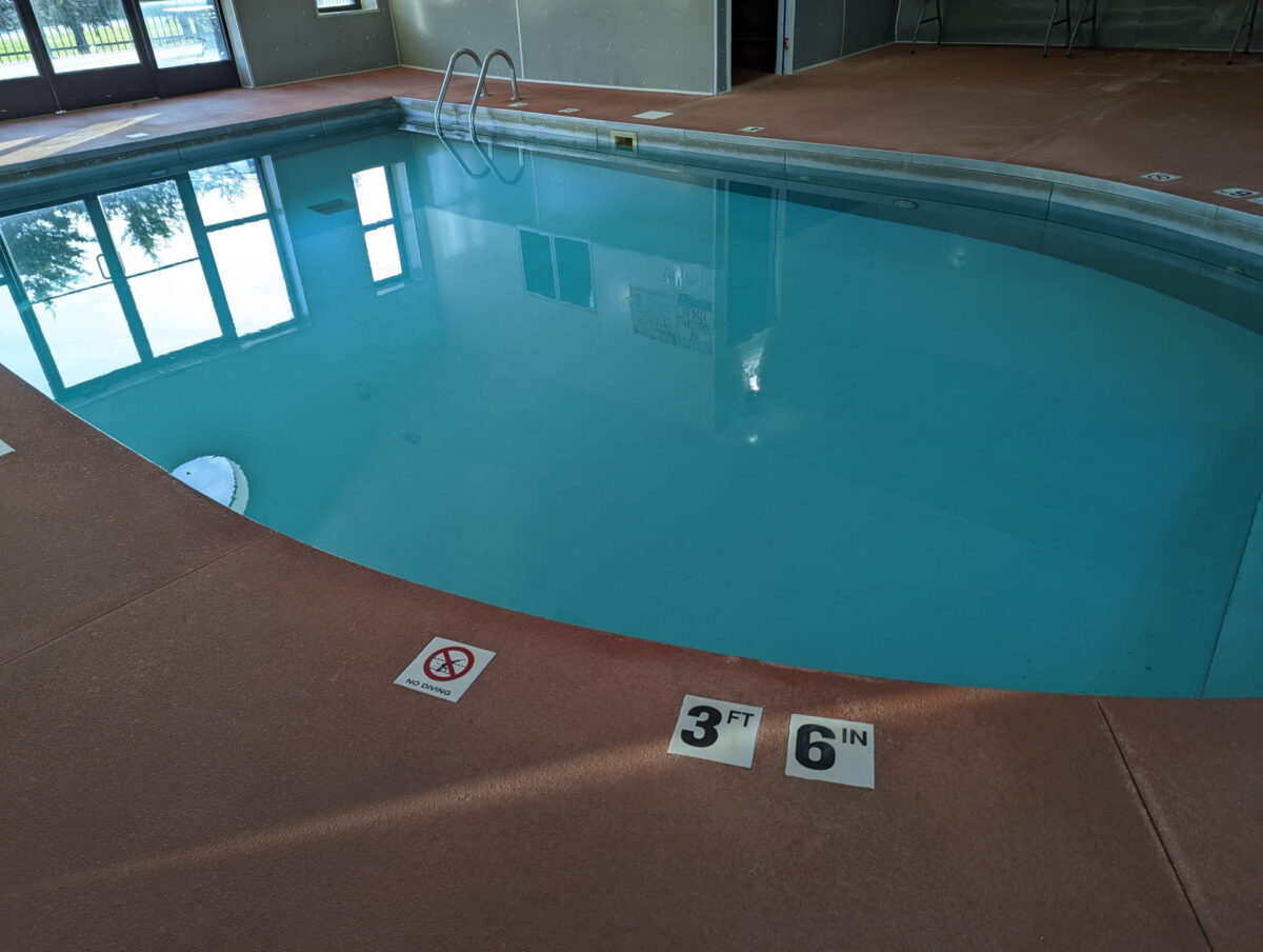 The indoor pool at a cabin park.