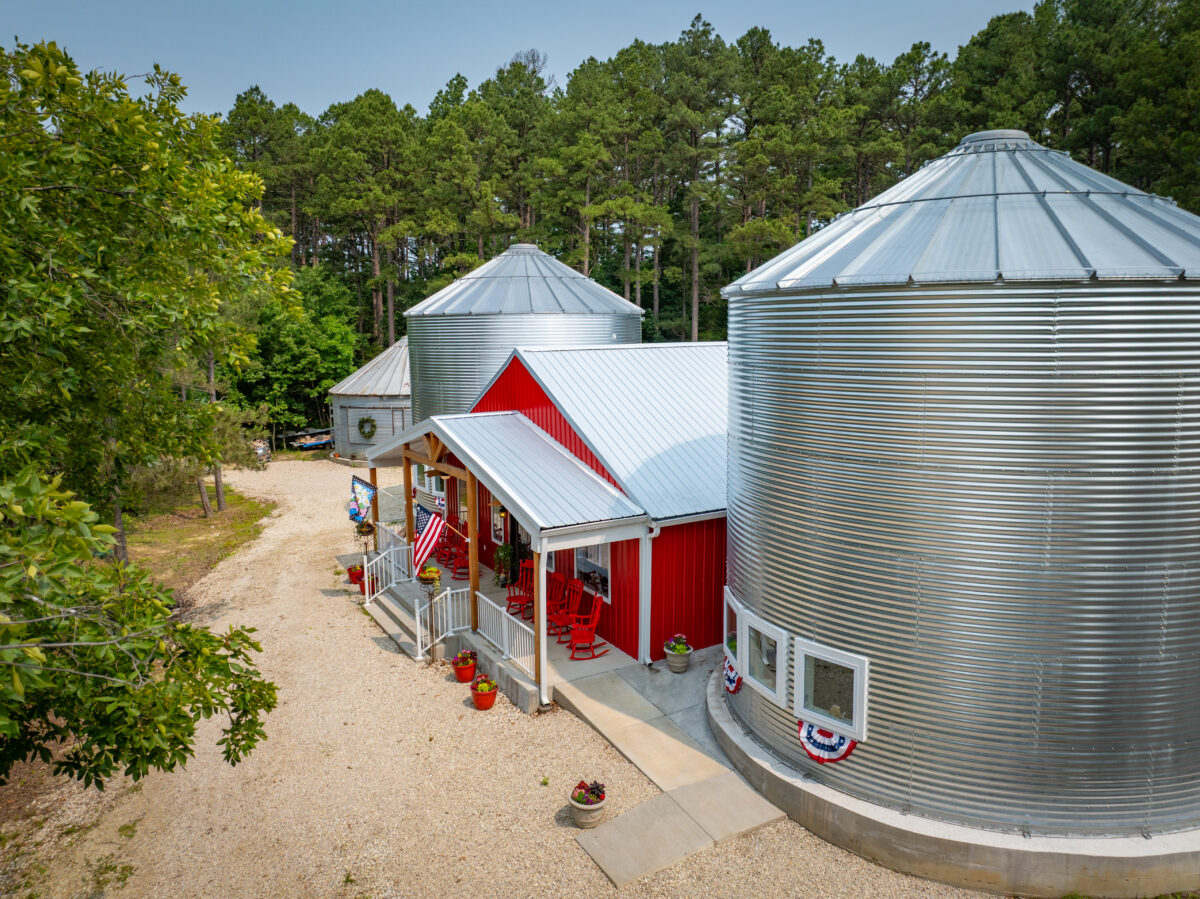 Unique BNB in 2 story grain bins outside Hermann Missouri