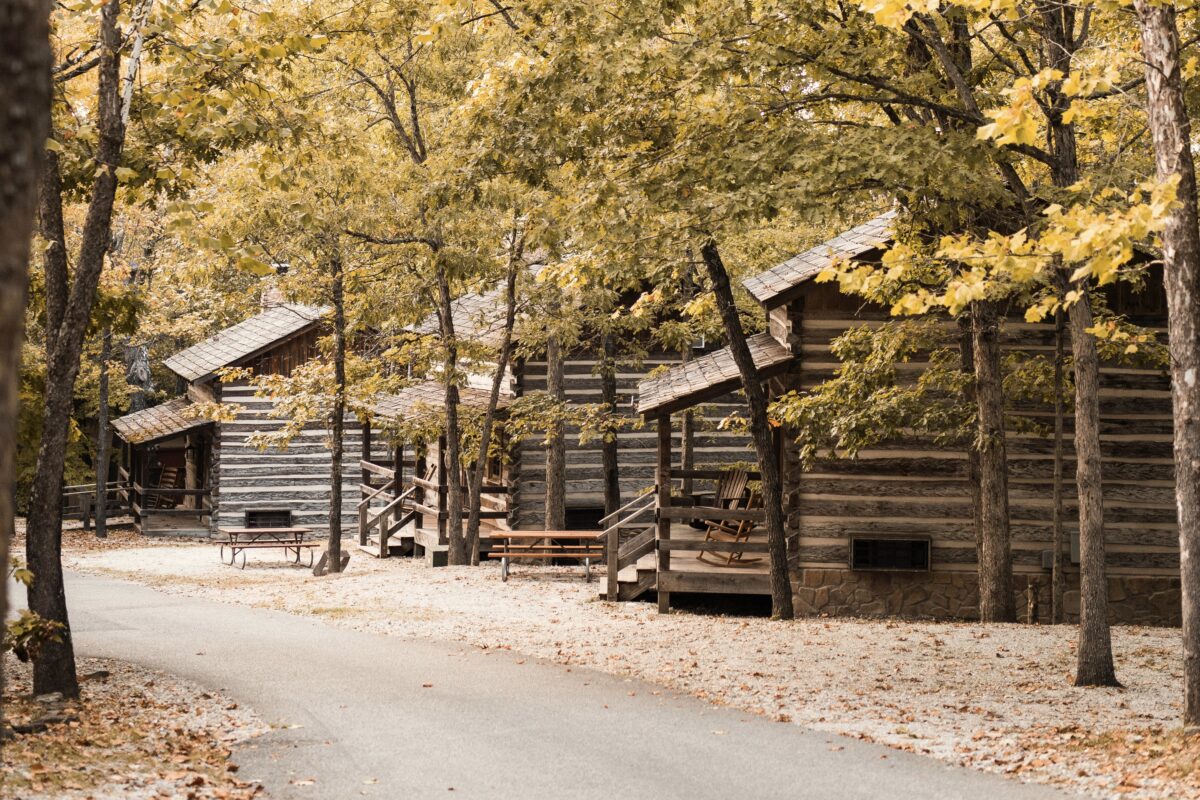 Cabins at Silver Dollar City Campground in Branson, Missouri.
