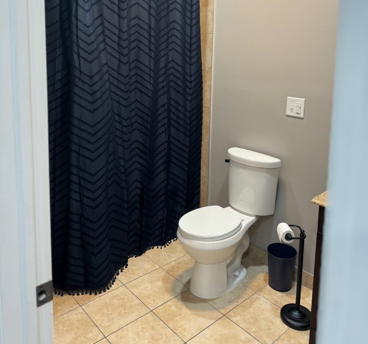 Large bathroom, attached is a walk in closet.