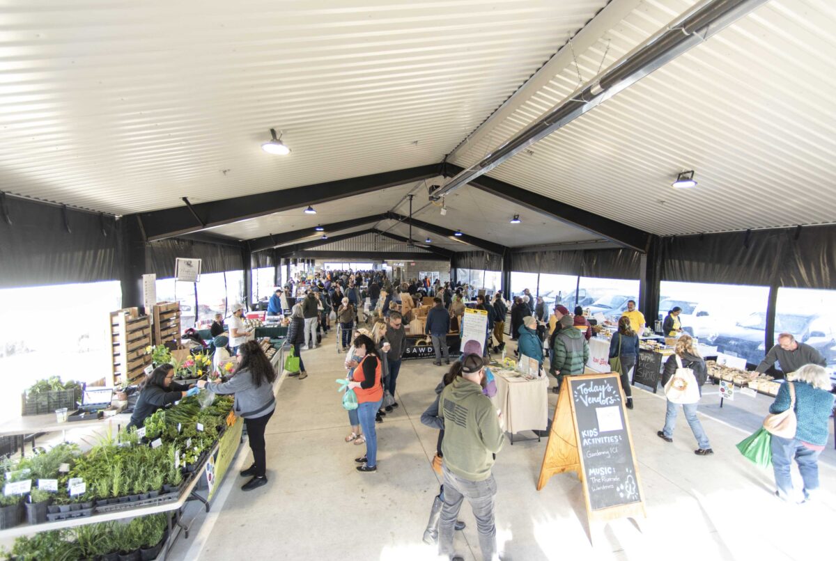 This image depicts Columbia Farmers Market, open every Saturday from 9 a.m.- noon (Nov.-March) in the heated MU Health Care Pavilion at Columbia’s Agriculture Park.
