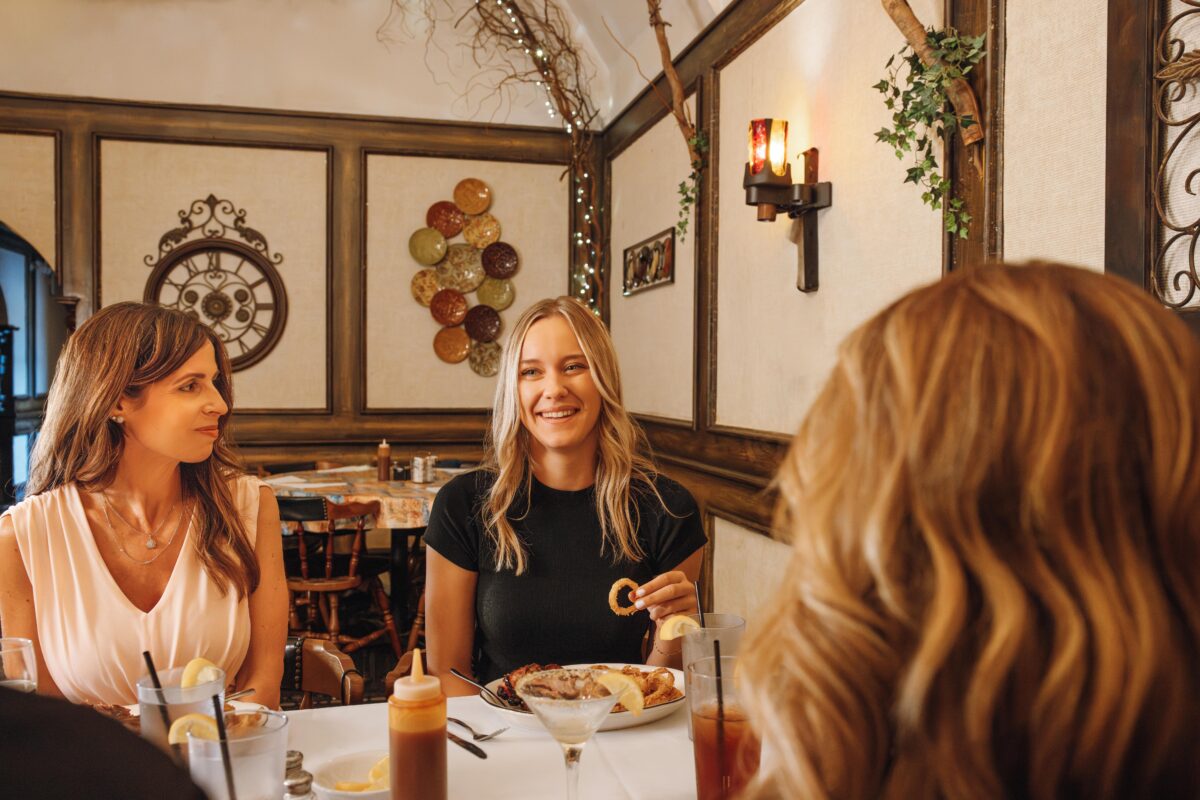 Diners enjoy a meal at Hickory Log Restaurant.