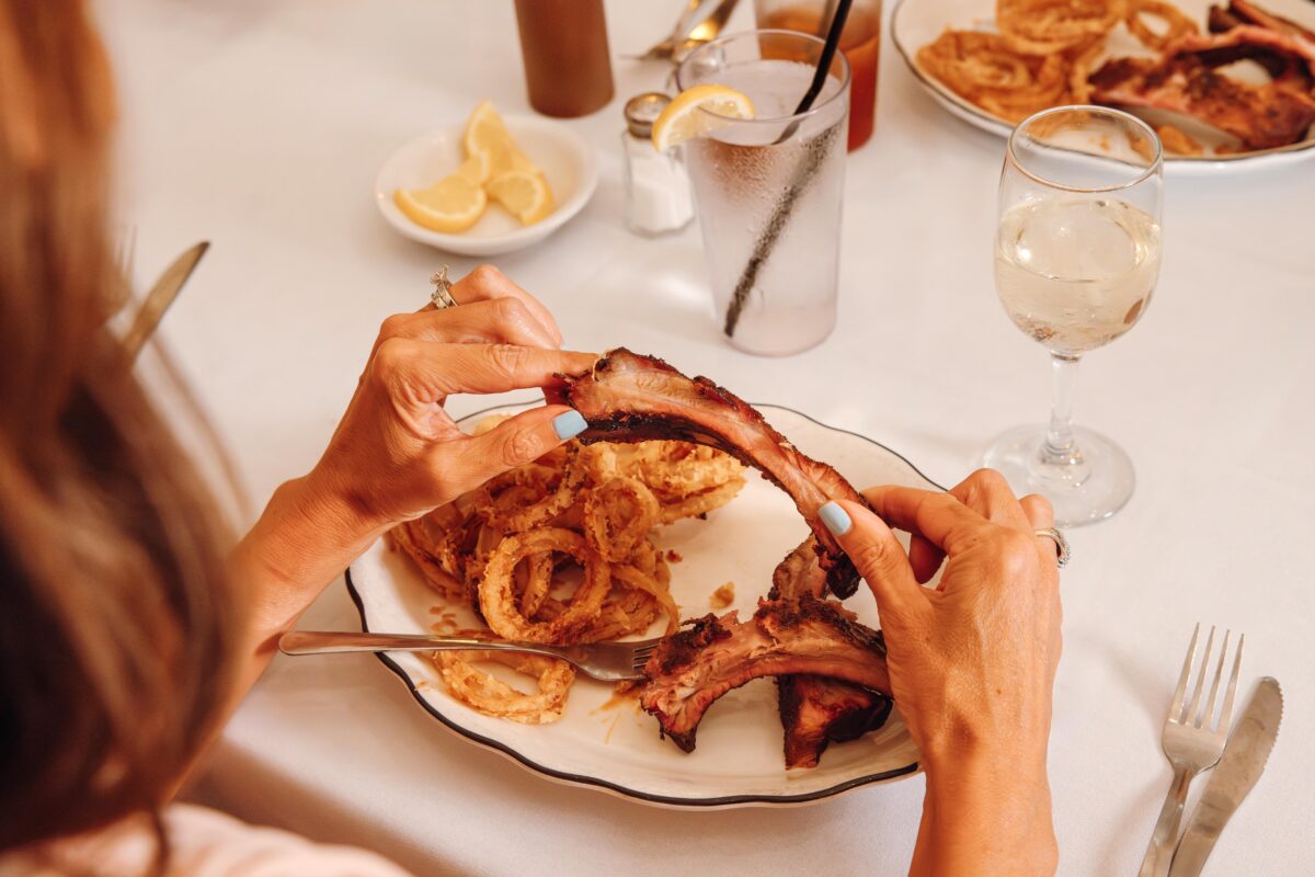 Diners enjoy a meal at Hickory Log Restaurant.