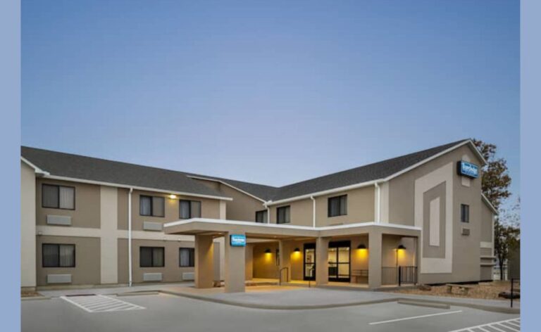 The exterior of a hotel.