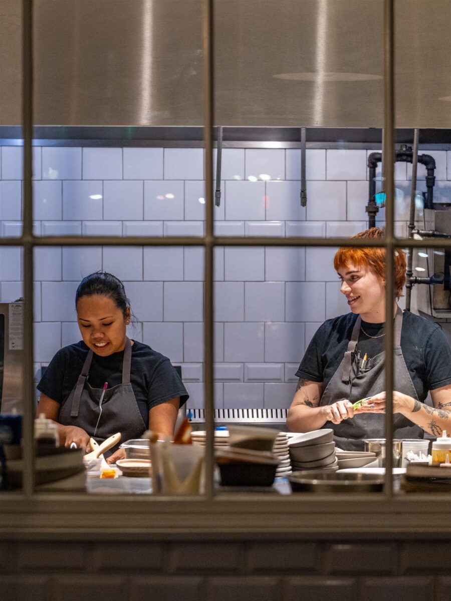 Chefs at work in the kitchen at Vicia.