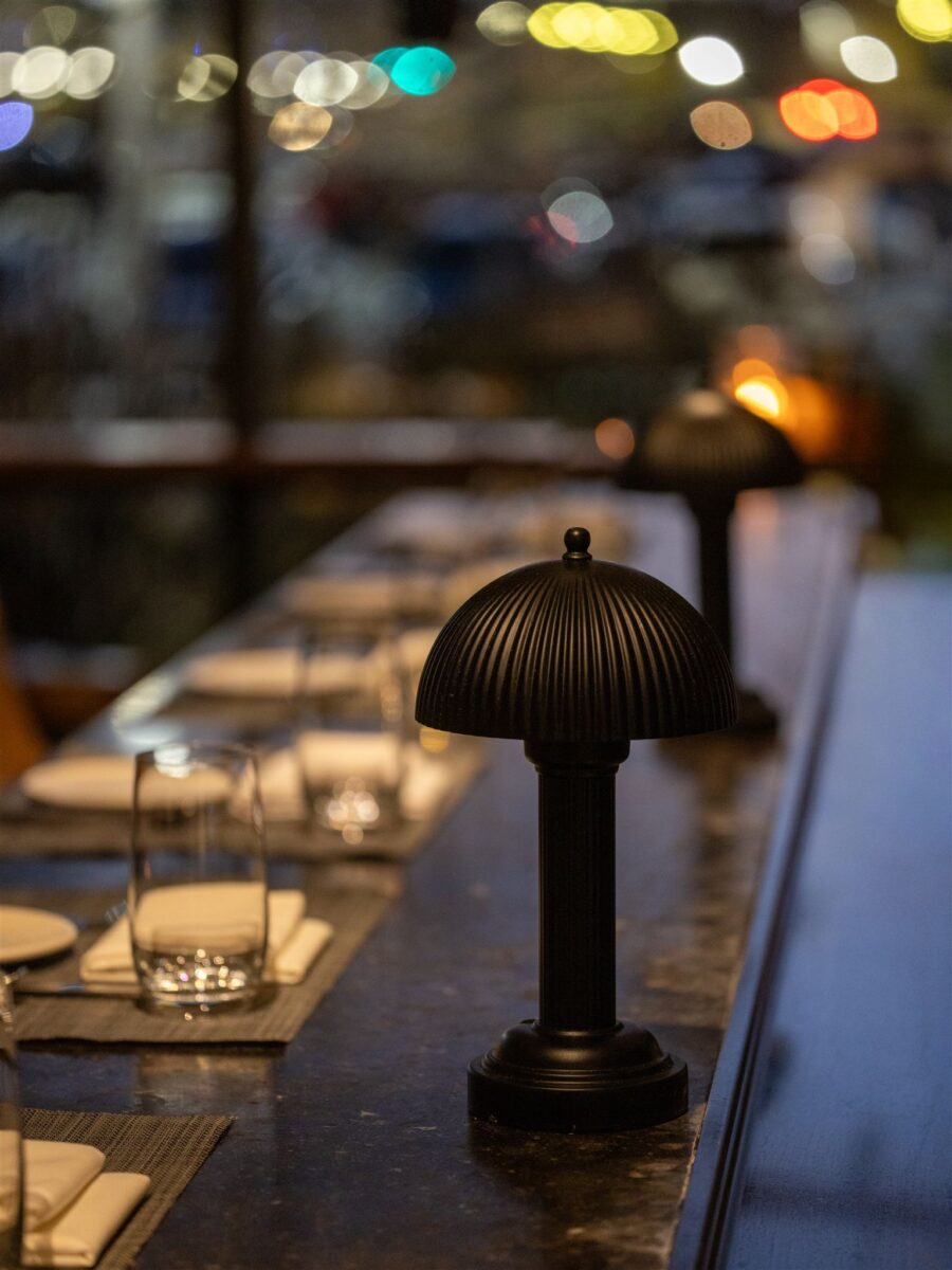 Bar seating at night