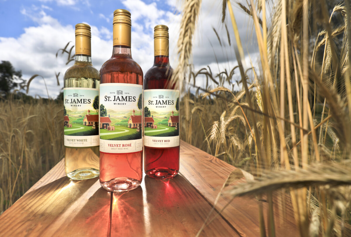 Three bottles of wine from St. James Winery.