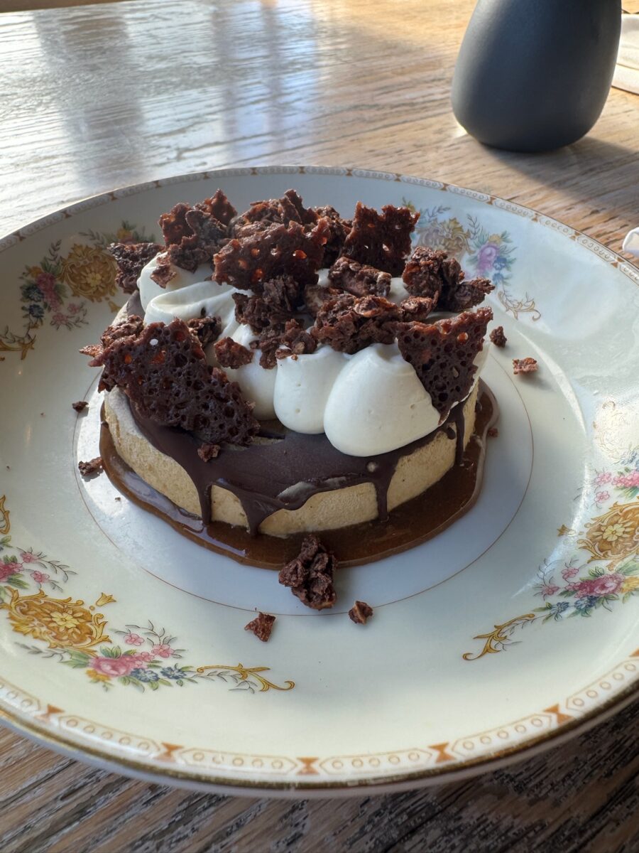 A plated coffee semifreddo at Vicia.