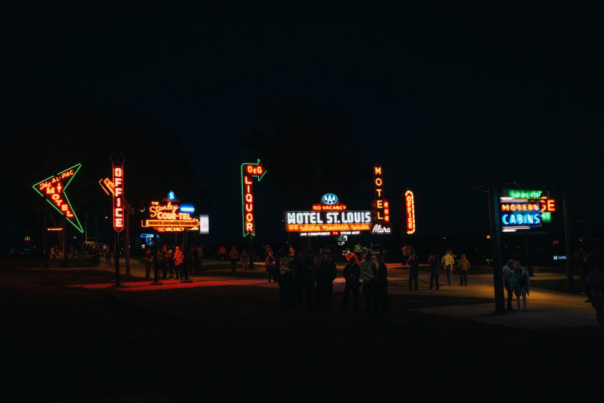 Route 66 Neon Park at night