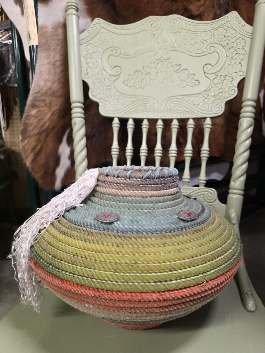 A basket and chair.