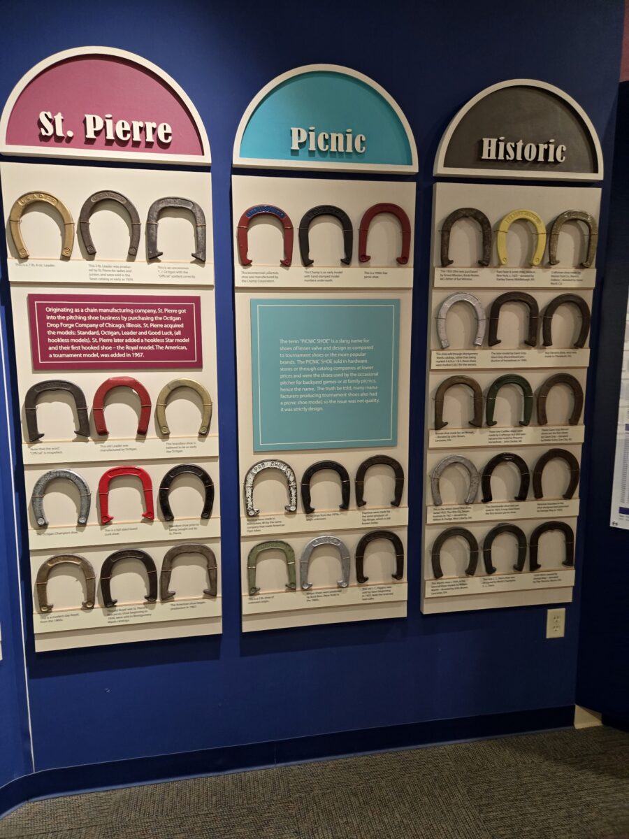 Horseshoes displayed at the National Horseshoe Pitchers Hall of Fame and Museum.
