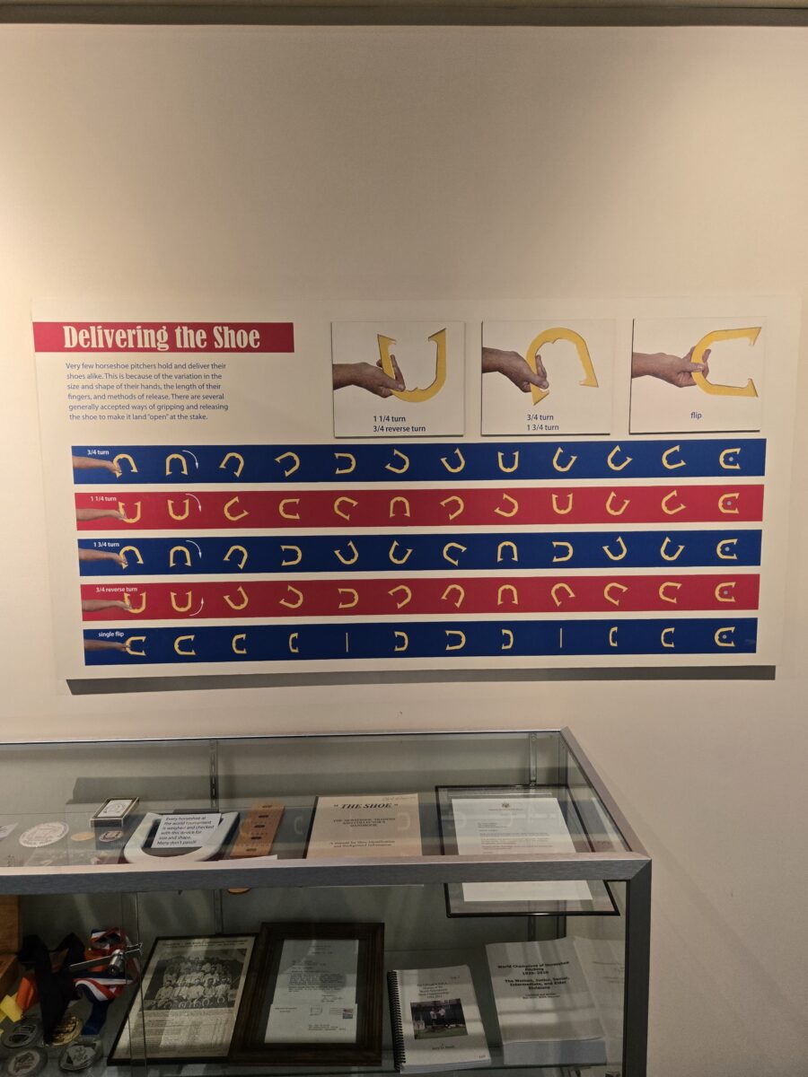 Displays at the National Horseshoe Pitchers Hall of Fame and Museum.