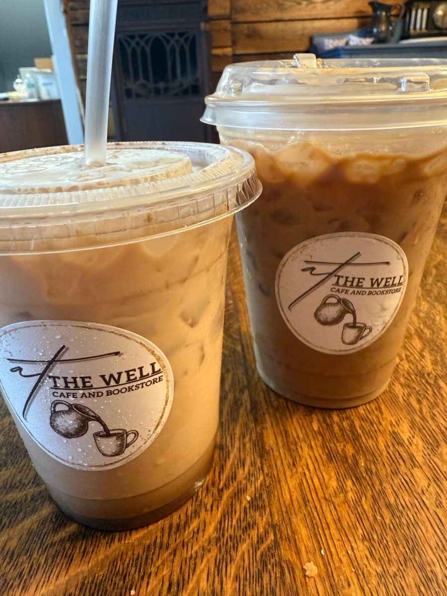 Two iced coffee drinks from At The Well.