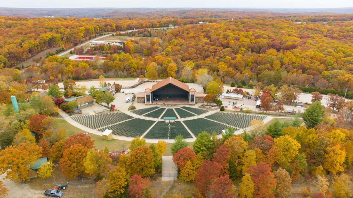 Surrounded by nature, a beautiful setting for a concert venue.